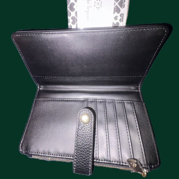 Nanette Lepore 2/1 Black Leather Snap Wallet with Card Holder Gold Hdware NWT - Picture 11 of 12